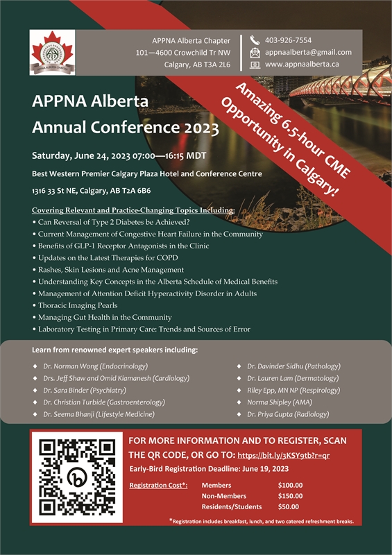 Display ad for APPNA Alberta Annual Conference 2023 